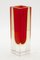 Murano Glasblock Vasen mit rotem Kern und bernsteinfarbenem Bernstein von Flavio Poli, 2er Set 5