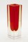 Murano Glass Block Vases with Red Core and Diffused Amber by Flavio Poli, Set of 2 5