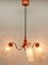 3-Arm Hanging Lamp in Tangerine, Chrome and Wood with Optical Shades, 1960s 5
