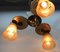 Art Deco Brass Chandelier with Three Arms & Glass Lampshades 6