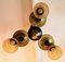 Art Deco Brass Chandelier with Three Arms & Glass Lampshades 8