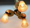 Art Deco Brass Chandelier with Three Arms & Glass Lampshades 10