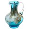 Hand Blown Art Glass Pitcher with Agate-Colored Swirls & Handle 1