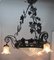 Art Nouveau Forged Metal Floral Chandelier from Luneville, 1930s, Image 6