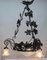 Lámpara de araña modernista floral de metal forjado de Luneville, años 30, Imagen 3