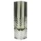 Handcut Murano Glass Block Vase in Smokey Anthracite with Diagonal Lines by Flavio Poli 1