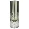 Handcut Murano Glass Block Vase in Smokey Anthracite with Diagonal Lines by Flavio Poli, Image 1