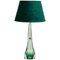 Large Light Crystal Glass Table Lamp in Emerald Green from Val Saint Lambert 1