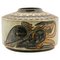 Emaillierte zylindrische Vase aus Steingut mit rotierendem Gravur-Design von A. Dubois für Bouffioulx, 1