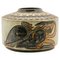 Enameled Stoneware Cylindrical Vase with Engraved Rotating Design by A. Dubois for Bouffioulx, 1