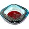 Large Red and Blue Controlled Bubble Murano Glass Bowl by Galliano Ferro 1