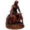 Sculpture en Bois de la Forêt Noire de Mère avec Enfant et Chat 1