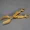 Antique Swiss Wooden Carved Fork and Spoon Pasty Tongs, 1860s 6