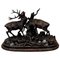 Large Carved Wood Fighting Stags by Rudolph Heissl 1