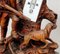 Carved Wood Thermometer Stand Hunter and Staghound, 1910s, Image 3