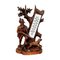 Carved Wood Thermometer Stand Hunter and Staghound, 1910s 1