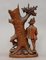 Carved Wood Thermometer Stand Hunter and Staghound, 1910s 4