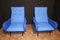 Blaue italienische Mid-Century Stühle, 1950er, 2er Set 1