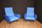Blaue italienische Mid-Century Stühle, 1950er, 2er Set 6