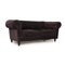 Canapé Chesterfield Trois Places en Tissu Marron Foncé 6