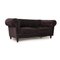 Dark Brown Fabric Three Seater Chesterfield Couch 6