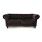 Dark Brown Fabric Three Seater Chesterfield Couch 1