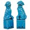 Large Mid-Century Turquoise Blue Ceramic Foo Dogs Sculpture, 1960s, Set of 2, Image 1
