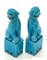 Large Mid-Century Turquoise Blue Ceramic Foo Dogs Sculpture, 1960s, Set of 2, Image 4