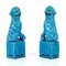 Große türkisblaue Mid-Century Foo Dogs Skulptur aus Keramik, 1960er, 2er Set 3
