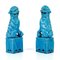 Large Mid-Century Turquoise Blue Ceramic Foo Dogs Sculpture, 1960s, Set of 2 3