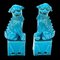 Große türkisblaue Mid-Century Foo Dogs Skulptur aus Keramik, 1960er, 2er Set 2