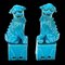 Large Mid-Century Turquoise Blue Ceramic Foo Dogs Sculpture, 1960s, Set of 2, Image 2