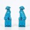 Große türkisblaue Mid-Century Foo Dogs Skulptur aus Keramik, 1960er, 2er Set 8