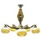 Art Deco Solid Brass and Wooden Details Chandelier Shades with Gold Pattern 1