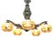 Lámparas de araña Art Déco de latón macizo y detalles de madera con estampado dorado, Imagen 6