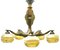 Art Deco Solid Brass and Wooden Details Chandelier Shades with Gold Pattern 2