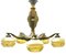Art Deco Solid Brass and Wooden Details Chandelier Shades with Gold Pattern, Image 2