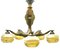 Lámparas de araña Art Déco de latón macizo y detalles de madera con estampado dorado, Imagen 5