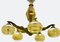 Lámparas de araña Art Déco de latón macizo y detalles de madera con estampado dorado, Imagen 7