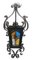 Napoleon III French Black with Stained Glass Panels Iron Lantern, 1910s 9