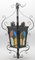Napoleon III French Black with Stained Glass Panels Iron Lantern, 1910s 7
