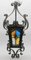 Napoleon III French Black with Stained Glass Panels Iron Lantern, 1910s 8