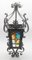 Napoleon III French Black with Stained Glass Panels Iron Lantern, 1910s 5