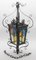 Napoleon III French Black with Stained Glass Panels Iron Lantern, 1910s 6