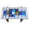 Blue and Ocher Glaze Tiled Coffee Table with Steel Base by Juliette Belarti, Image 1