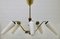 Lámpara de araña italiana vintage con cinco brazos y detalles de madera de Stilnovo, años 60, Imagen 8