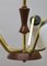 Lámpara de araña italiana vintage con cinco brazos y detalles de madera de Stilnovo, años 60, Imagen 12