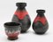 Vasen mit schwarzen Wellen auf roter Glasur von Dumler & Breiden, 3er Set 2