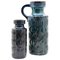 German Inky Turquoise on Black Vases with Amsterdam Decor from Scheurich, 1970s, Set of 2, Image 1