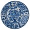 Grand Plat Bleu et Blanc avec Vase Fleur en Delft, 1600s 1